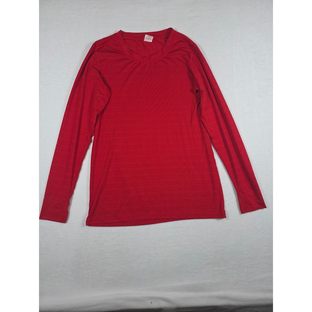 Zyia Activewear Chill Long Sleeve Top Perforated Mesh Red Medium Running Shirt